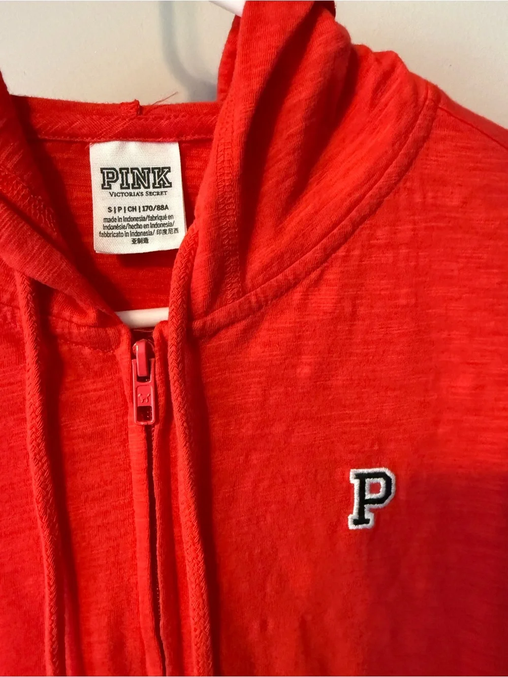 PINK Victoria's Secret Bright Red Hooded Zip Jacket
